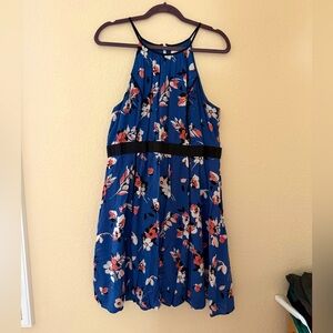 LOFT Dress in Blue with Floral Design